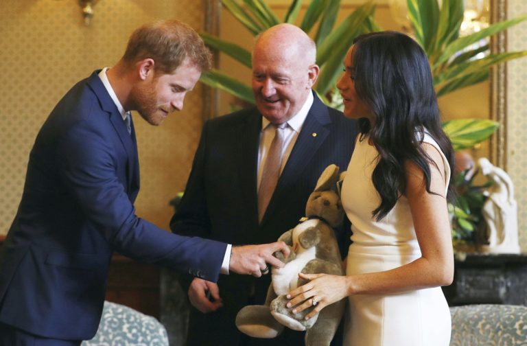 Prince Harry and Meghan start Aussie tour with baby gifts
