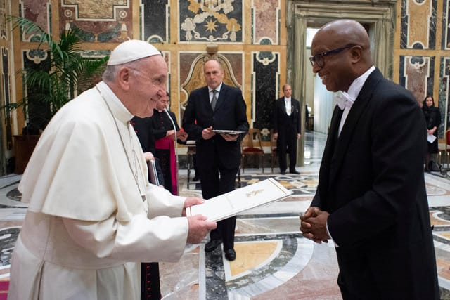 Barnett presents letters of credence to his holiness Pope Francis