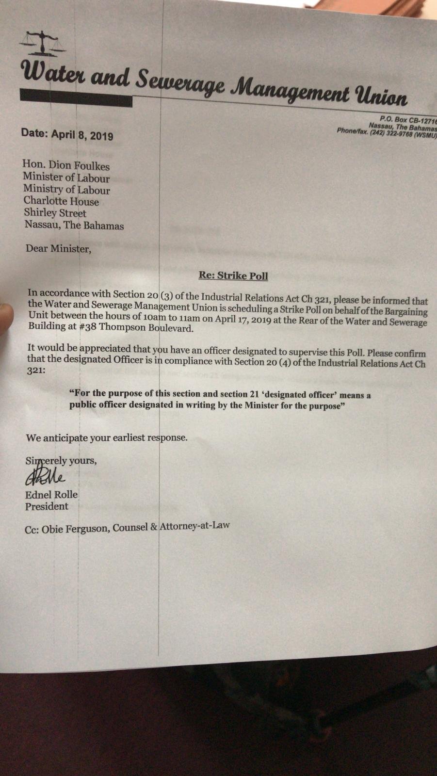 Water & Sewerage Management Union to take strike vote