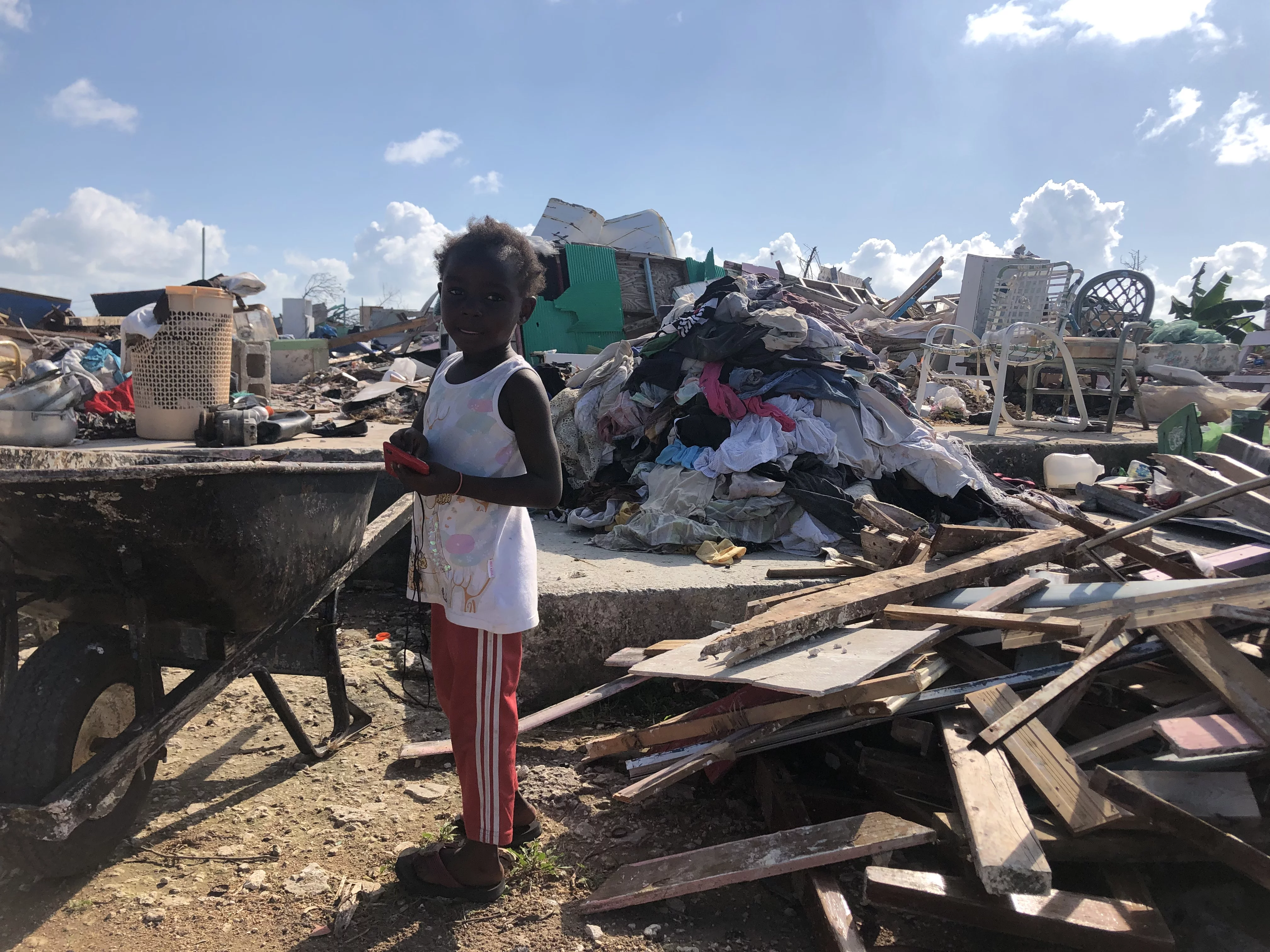 RV checkpoint set up outside Abaco shantytown