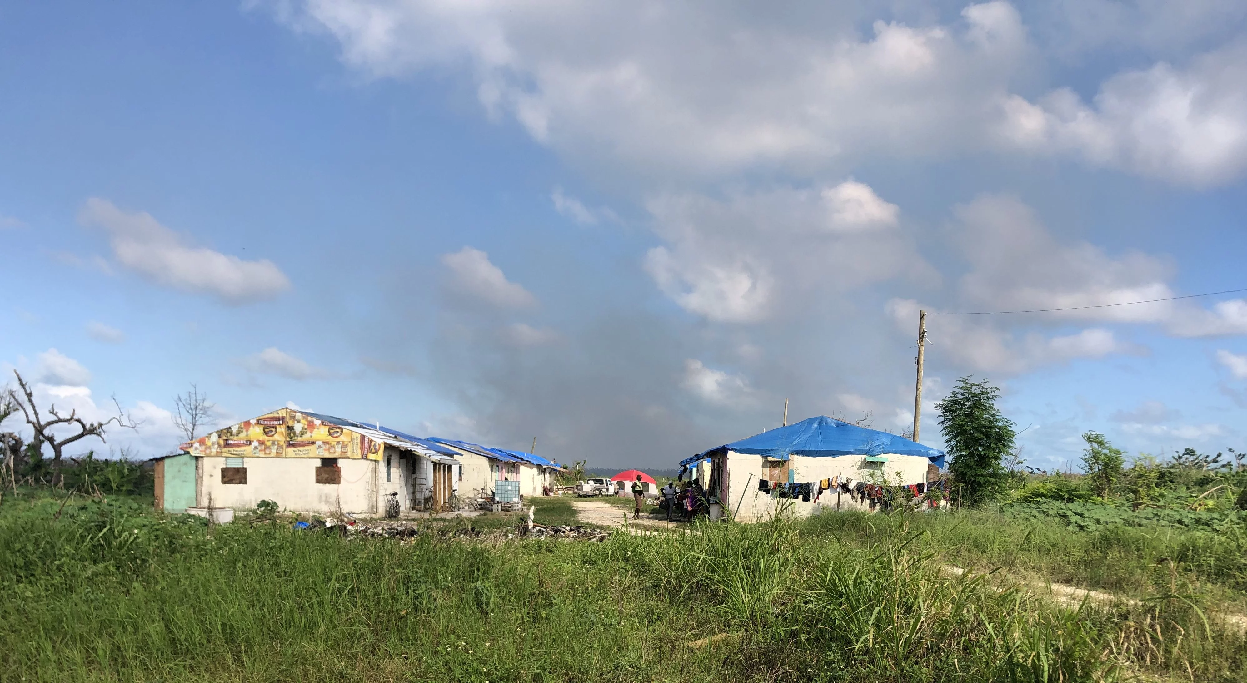RV checkpoint set up outside Abaco shantytown