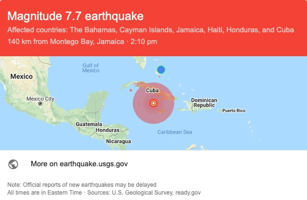 Major earthquake hits parts of Jamaica, tremors felt downtown Nassau