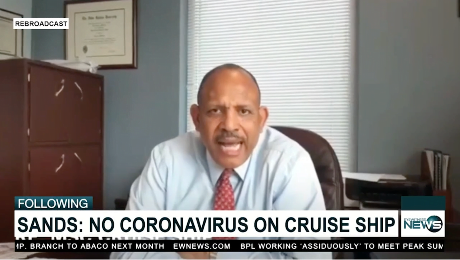 SANDS: NO CORONAVIRUS ON CRUISE SHIP