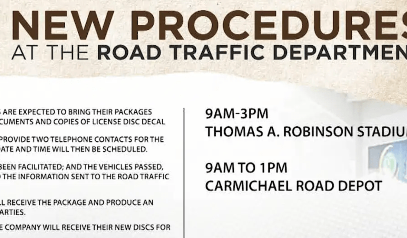 ROAD TRAFFIC DEPT. TO OFFER DRIVE-UP SERVICES