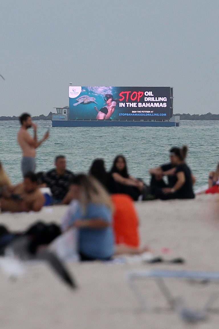 Oil drilling opponents hang billboards off Florida beaches