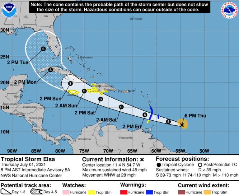 STILL A RISK: Tropical Storm Elsa expected to pass south of Bahamas but some islands could be impacted