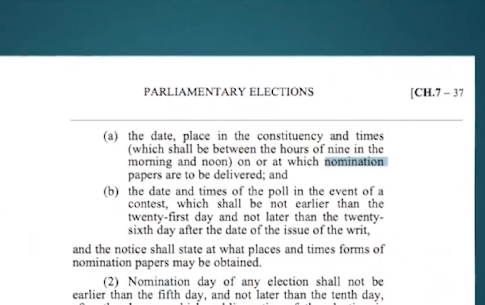 NOMINATION DAY SET FOR AUGUST 27