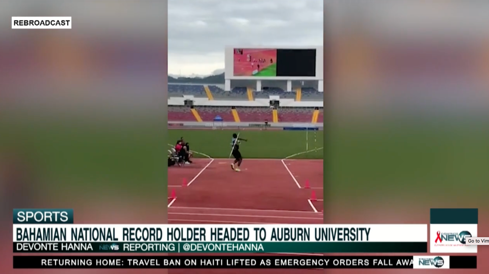 BAHAMIAN NATIONAL RECORD HOLDER HEADED TO AUBURN UNIVERSITY