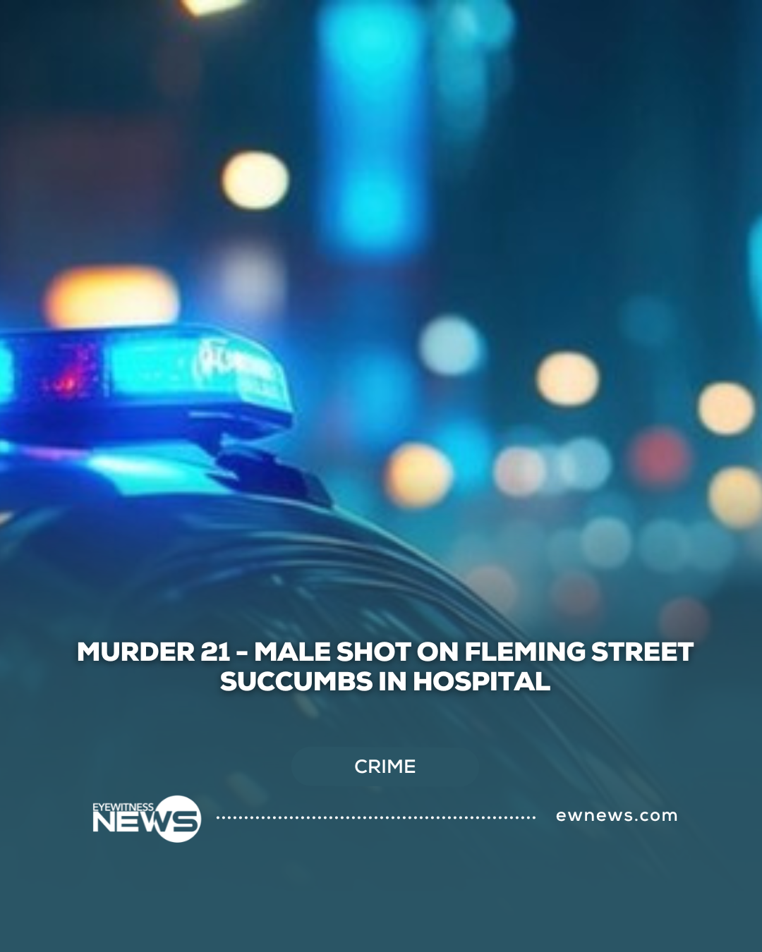 Murder 21: Male shot on Fleming Street dies in hospital
