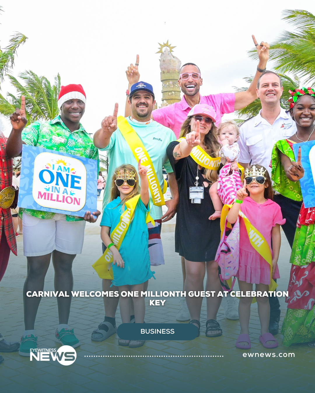 Carnival welcomes one millionth guest at Celebration Key