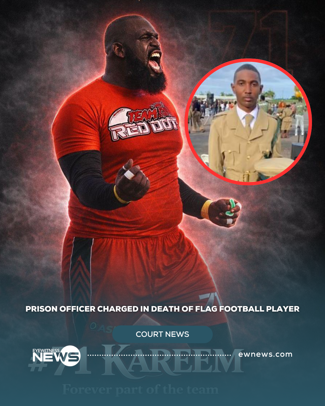 Prison Officer charged in death of flag football player