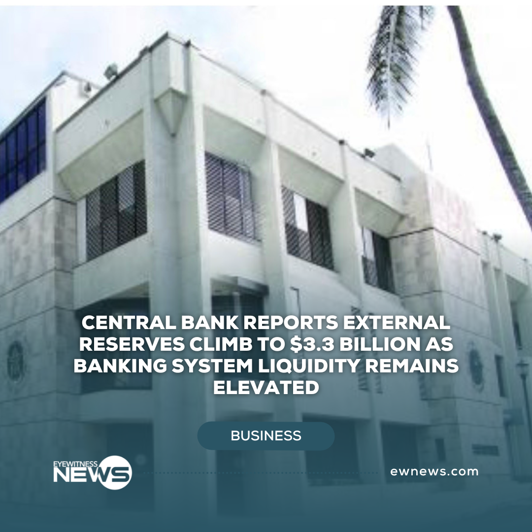Central Bank reports external reserves climb to $3.3 billion as banking system liquidity remains elevated